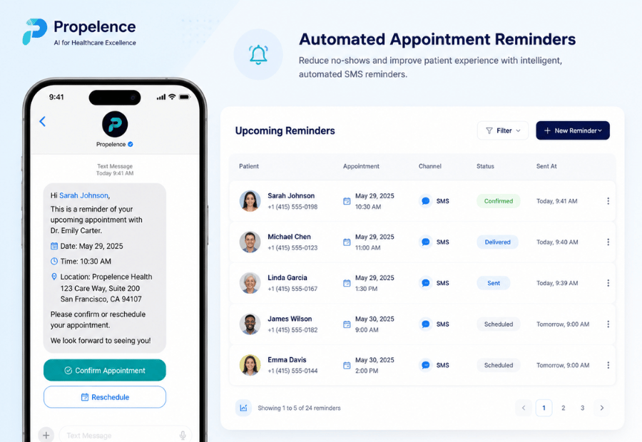 Mobile phone screen showing a clinic appointment reminder notification
