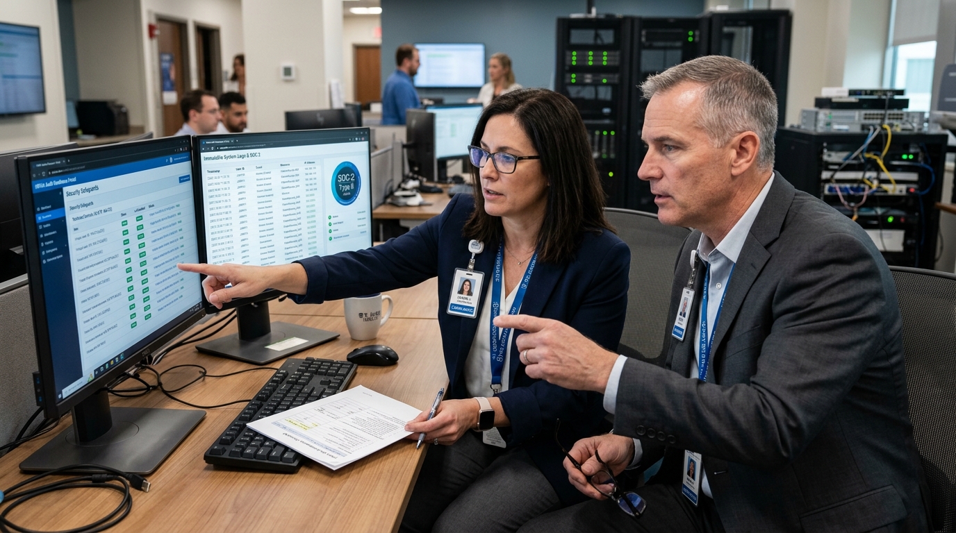 HIPAA compliance audit checklist and immutable security logging dashboard